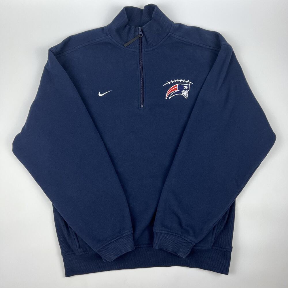 Nike New England Patriots 1/4 Zip Fleece Pullover Blue Men’s Small NFL